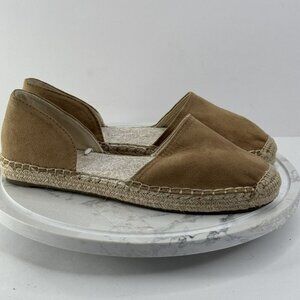 Gap Womens Tan Faux Suede Espadrille Flats‎ Jute Slip on Shoes Casual Size 7